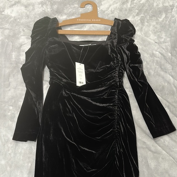NWT Veronica Beard Toki Ruched Velvet Mini Dress Long Sleeves size 2 - Picture 7 of 11